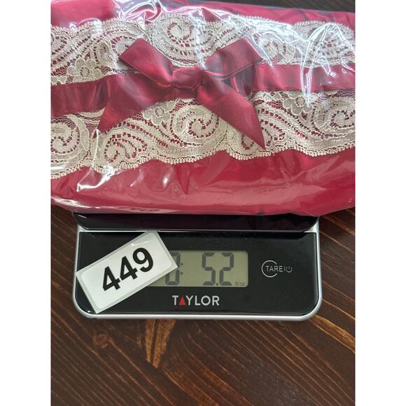 VTG 90s Satin Slip Dress California Dynasty L Burgundy Babydoll Lace Bow - Picture 12 of 12